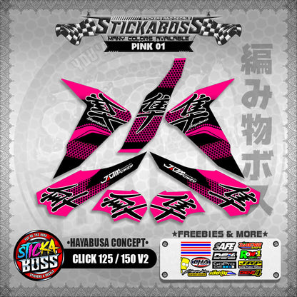 CLICK 125 / 150 V2 STICKER DECALS ( HAYABUSA CONCEPT )【WITH FREEBIES】
