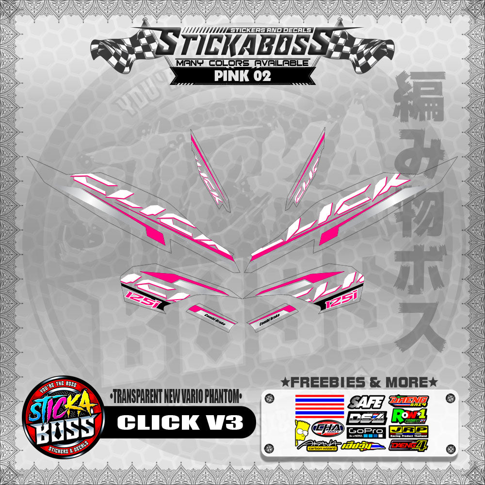 【PREMIUM UV PRINT】TRANSPARENT CLICK 125 V3 STICKER DECALS ( NEW VARIO PHANTOM )【WITH FREEBIES】