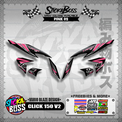 CLICK 150 V2 DECALS ( VARIO BLAZE DESIGN )【WITH FREEBIES】