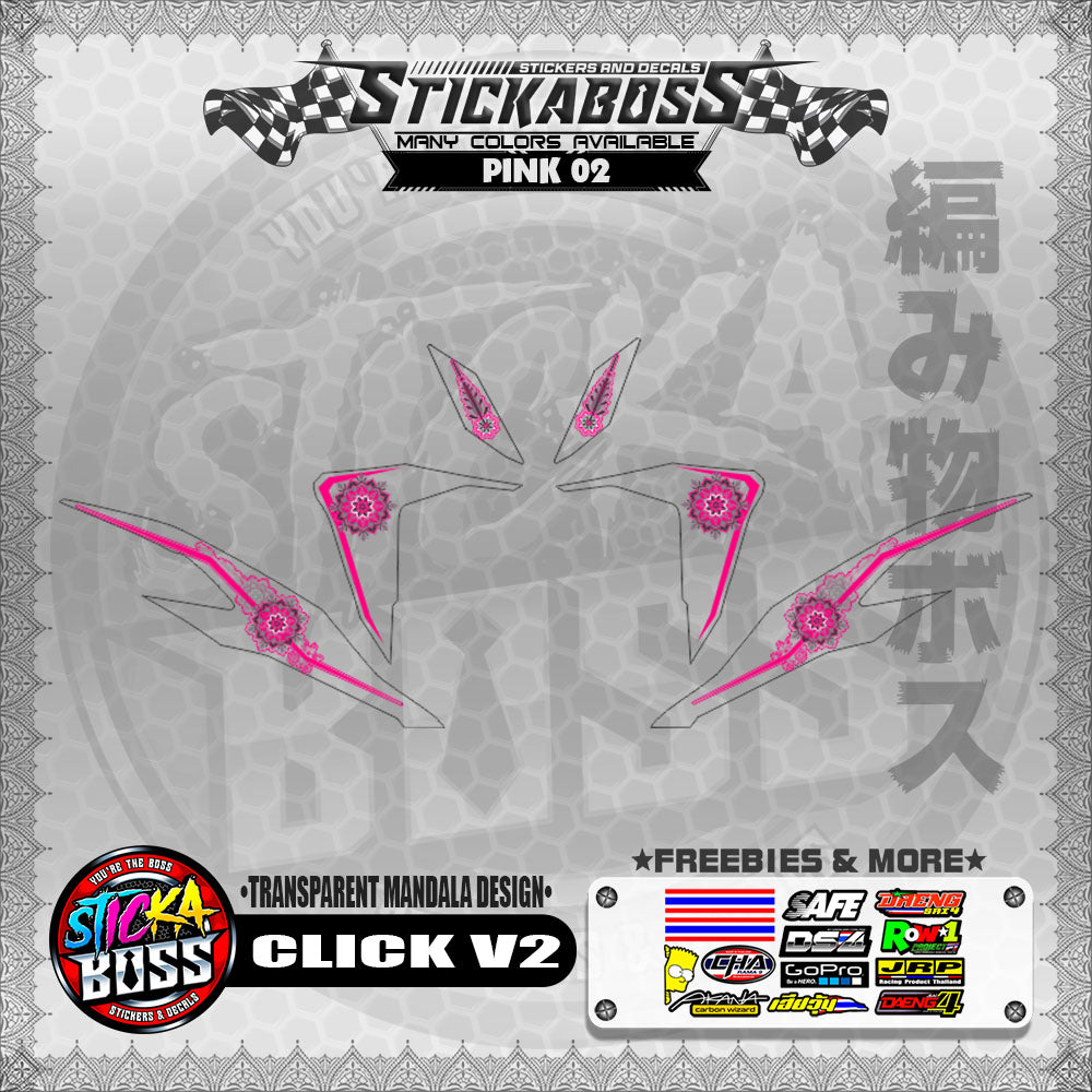 【PREMIUM UV PRINT】TRANSPARENT CLICK V2 DECALS ( MANDALA DESIGN )【WITH FREEBIES】