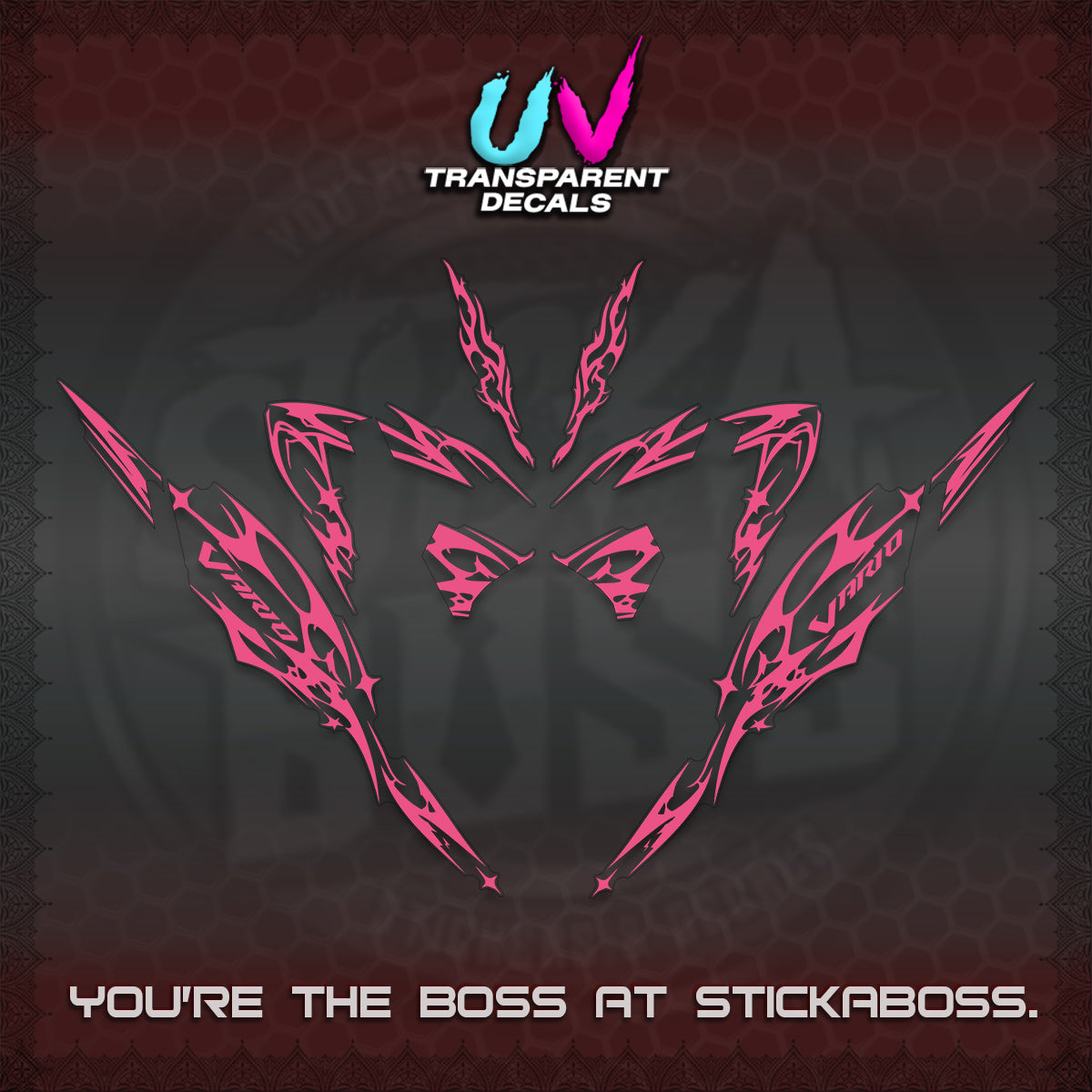 CLICK 125 V4 VARIO UV TRANSPARENT DECALS (2026 TRIBAL LIGHTNING DESIGN) STICKER KITS BY STICKABOSS
