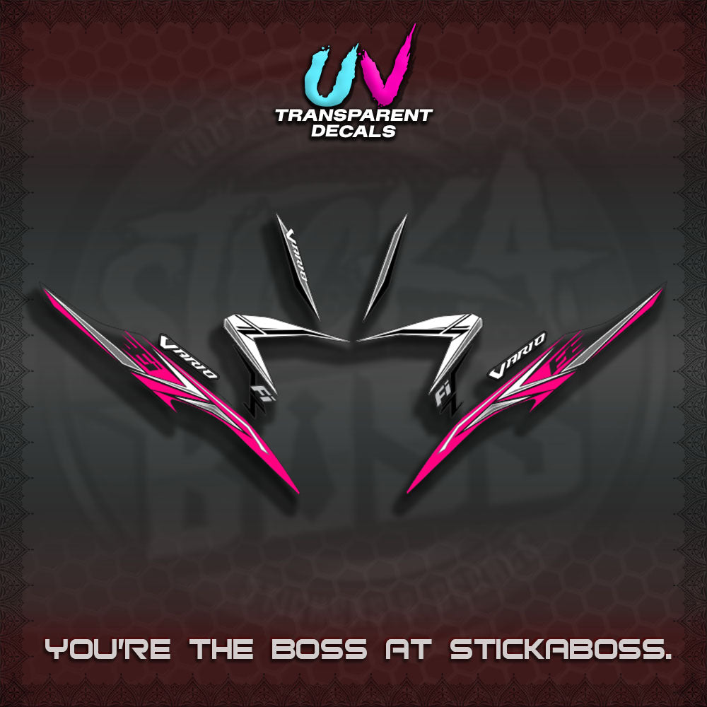 【PREMIUM UV PRINT】TRANSPARENT CLICK V2  VARIO DECALS(2026 CUSTOM 001 DESIGN)By STICKABOSS