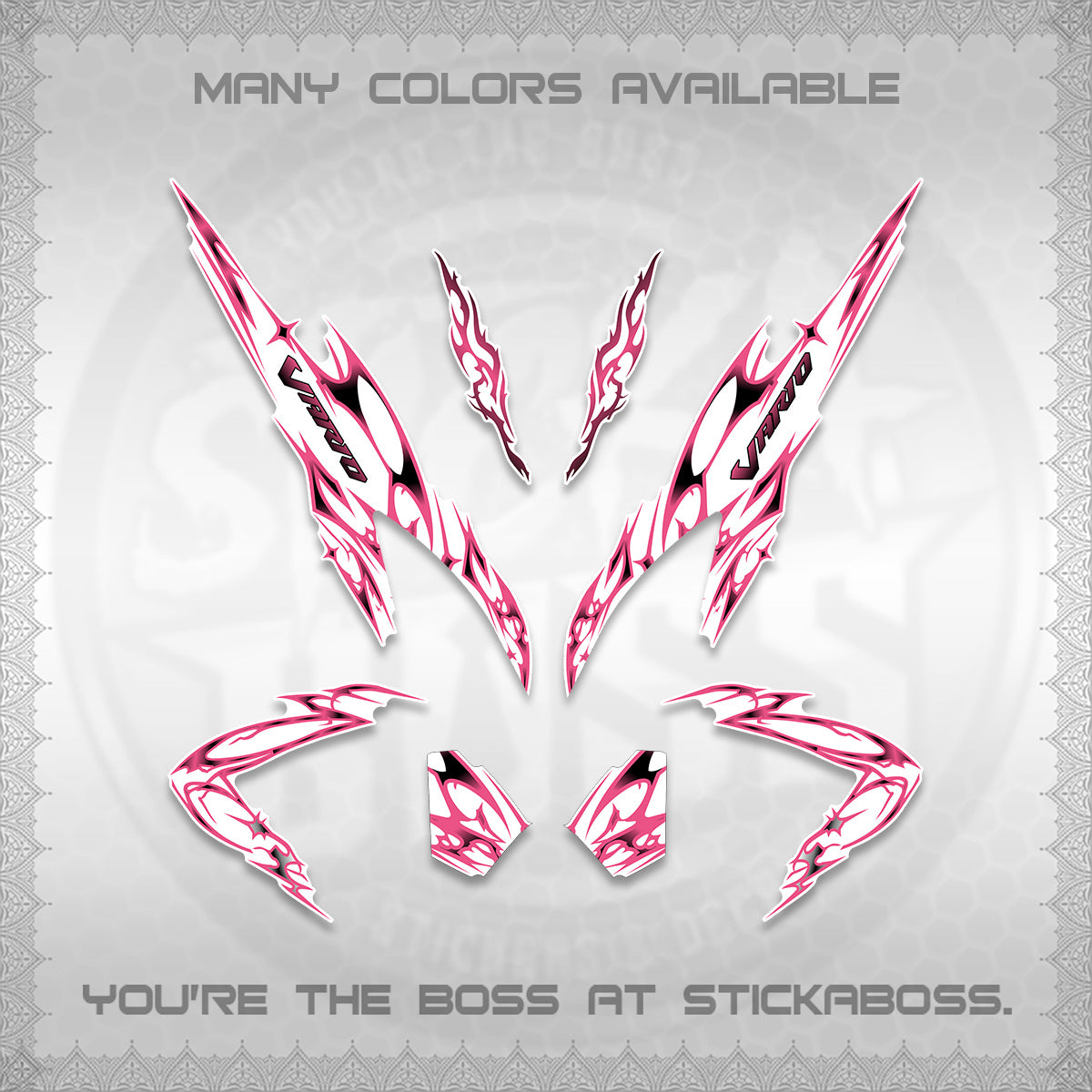 CLICK 125 V2 VARIO FOR WHITE DECALS (2026 TRIBAL LIGHTNING DESIGN) STICKER KITS BY STICKABOSS