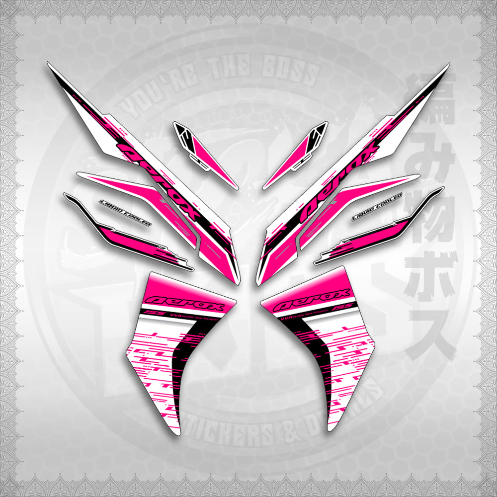 STICKER DECALS for AEROX V3 ALPHA TURBO INDO FOR WHITE (AV3NESTEDMA) By STICKABOSS (SOFIE LAMINATED WATERPROOF)