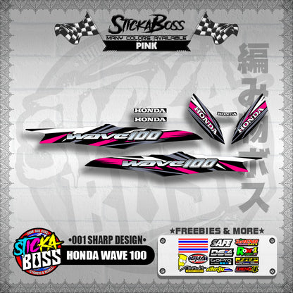 HONDA WAVE 100 DECALS ( 001 SHARP DESIGN )【WITH FREEBIES】