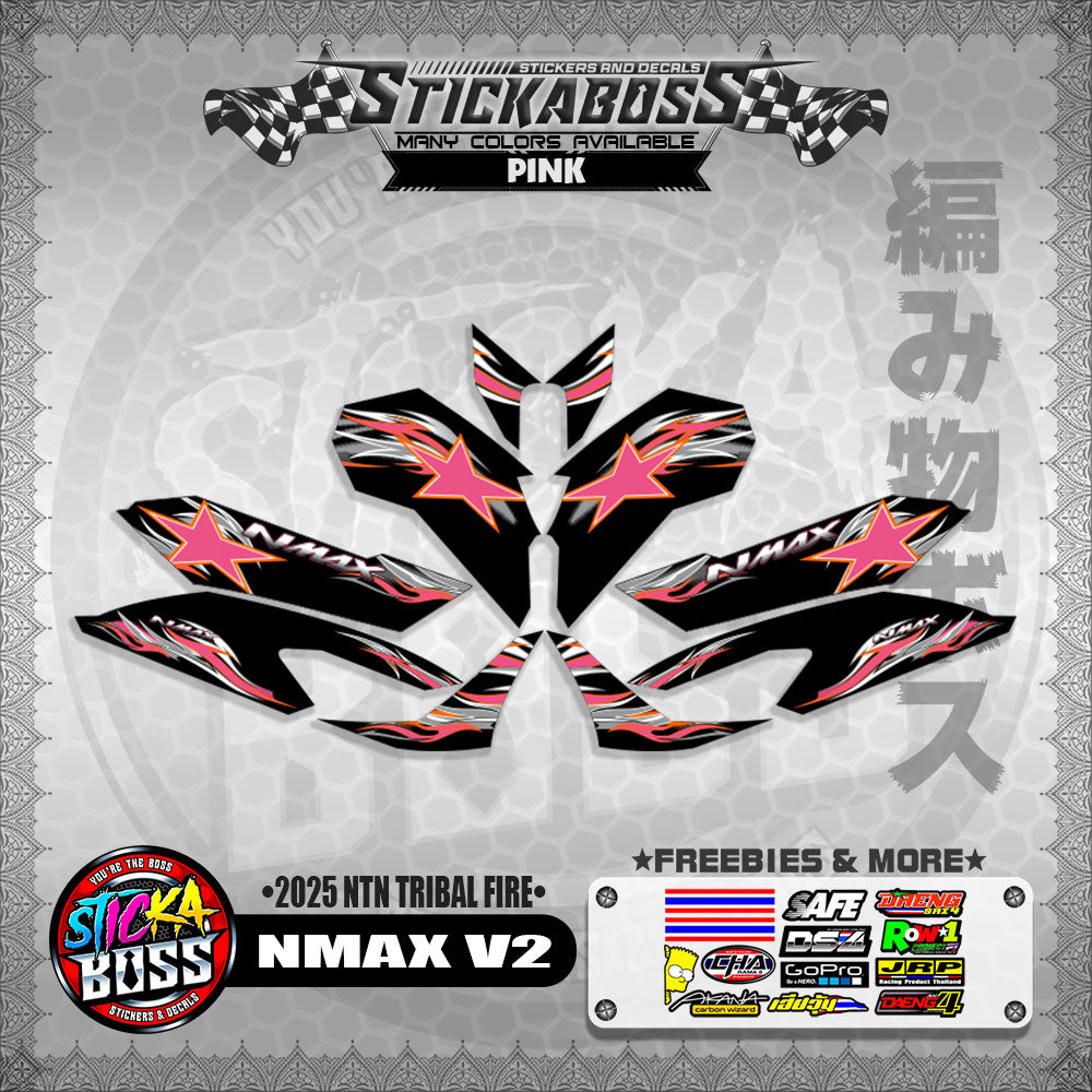 NMAX V2 STICKER DECALS ( 2025 NTN TRIBAL FIRE )【WITH FREEBIES】