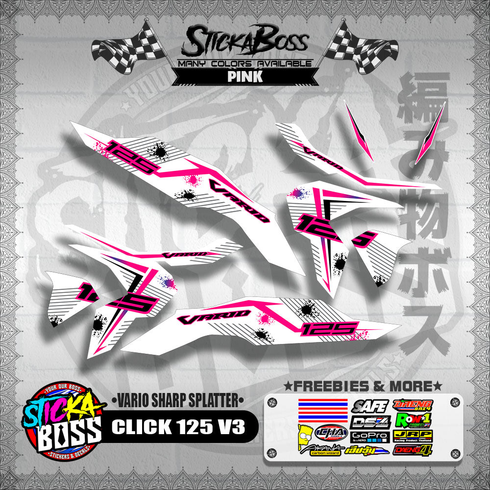CLICK 125 V3 DECALS ( FOR WHITE VARIO SHARP SPLATTER )【WITH FREEBIES】