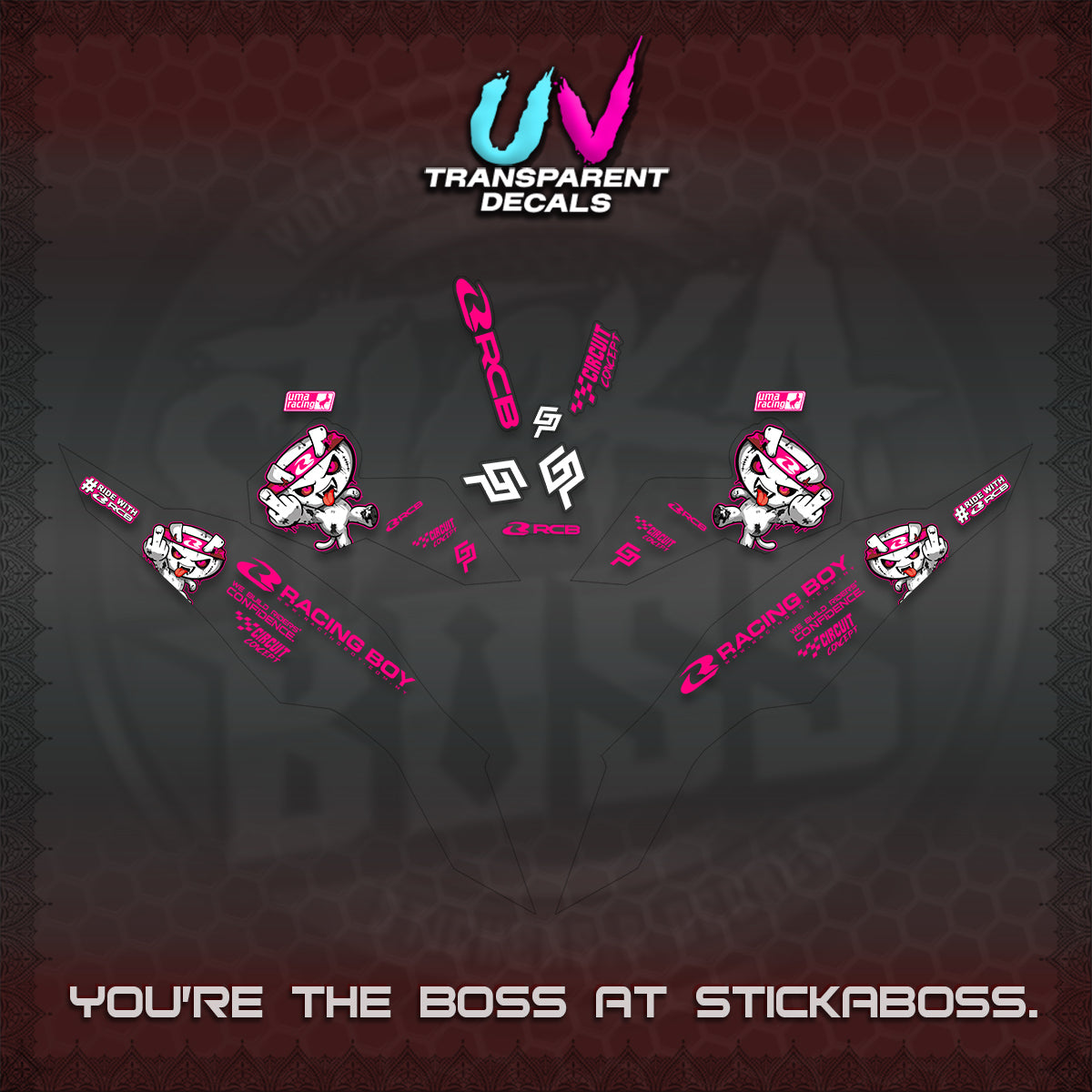 CLICK V3 UV TRANSPARENT DECALS (2026 RACE ZOMBIE DESIGN)STICKER DECALS By STICKABOSS