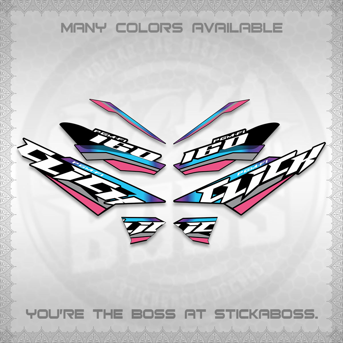 CLICK 160 STRIPING DECALS (SPORTS RACE STRIPES 01) STICKER KITS BY STICKABOSS
