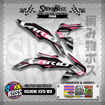 CLICK 125 V3 DECALS ( MALAYSIAN VARIO METALLIC )【WITH FREEBIES】