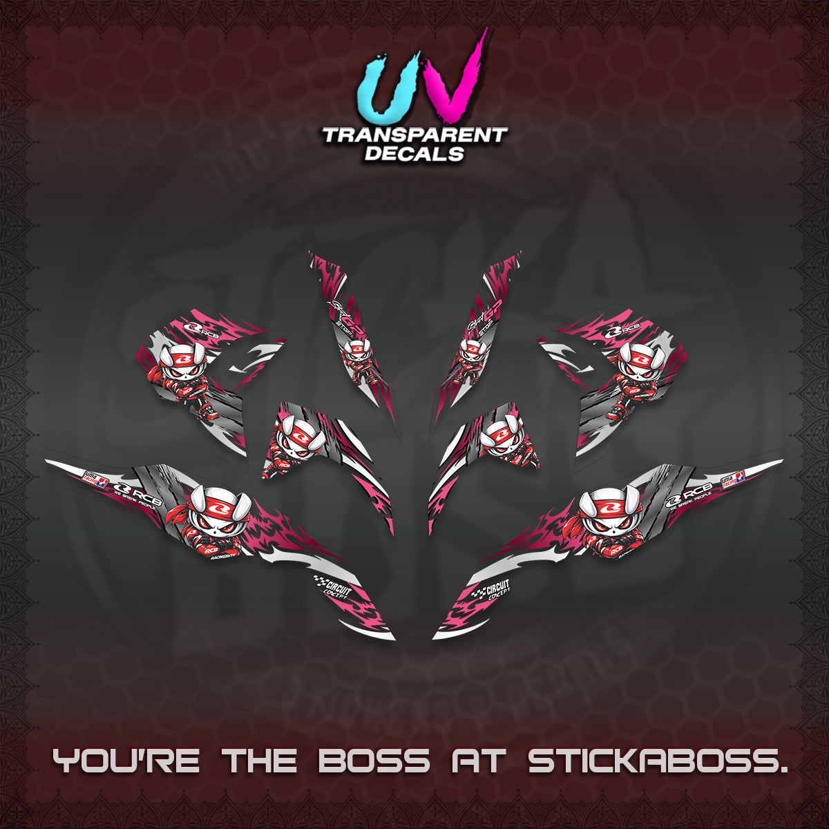 CLICK 125 V3 UV TRANSPARENT DECALS (2026 NEW RCB 2.0 DESIGN) STICKER KITS BY STICKABOSS
