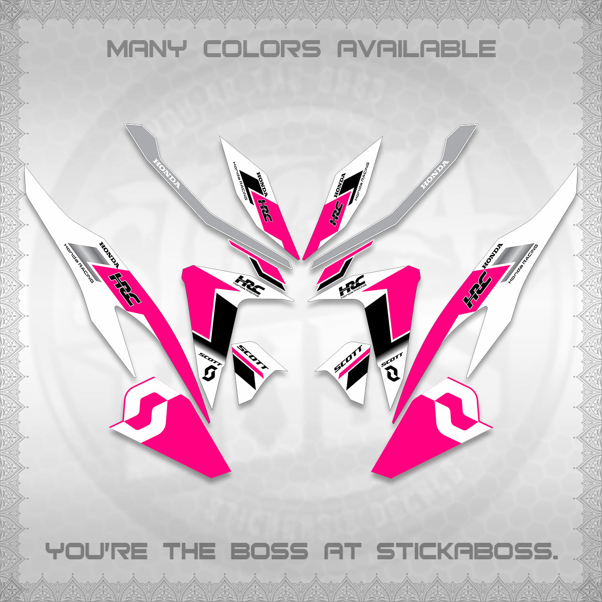 CLICK V2 FOR WHITE DECALS (SCOTTxHRC DESIGN) STICKER KITS By STICKABOSS