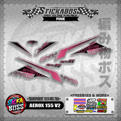 TRANSPARENT AEROX 155 V2 STICKER DECALS ( TRANSPARENT 2024 NVX THAI )【WITH FREEBIES】