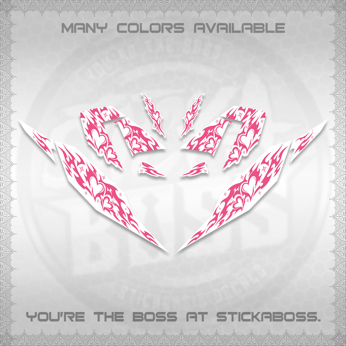 CLICK 125 V4 FOR WHITE DECALS (2026 TRIBAL HEART DESIGN) STICKER KITS BY STICKABOSS