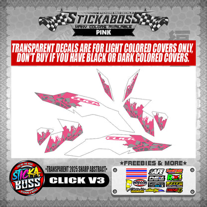 CLICK V3 INDO STICKER DECALS ( TRANSPARENT 2025 SHARP ABSTRACT )【WITH FREEBIES】