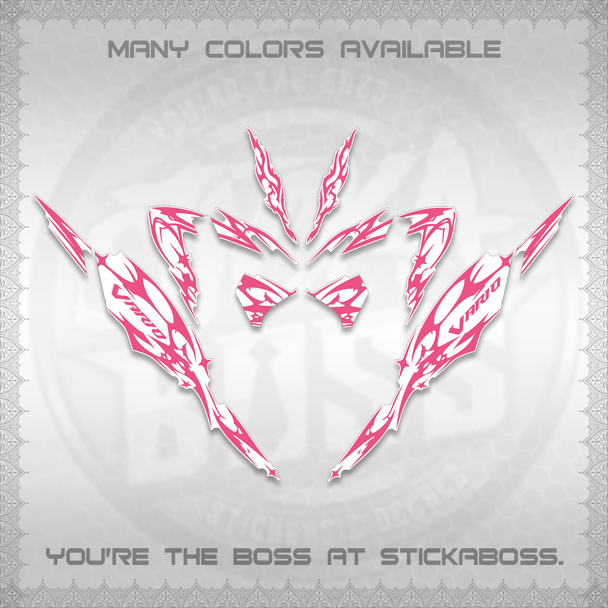 CLICK 125 V4 VARIO FOR WHITE DECALS (2026 TRIBAL LIGHTNING DESIGN) STICKER KITS BY STICKABOSS