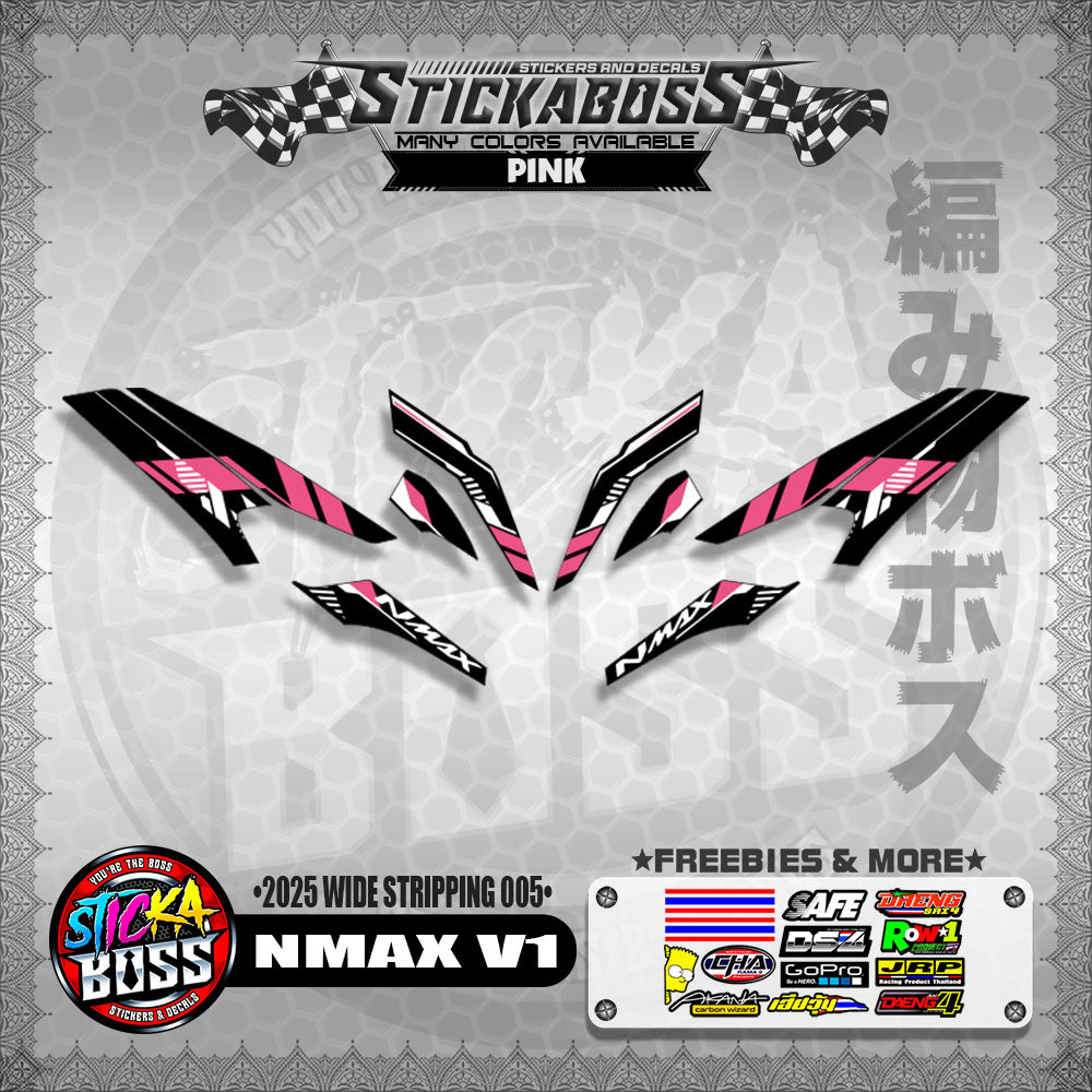 NMAX V1 INDO STICKER DECALS ( 2025 WIDE STRIPPING 005 )【WITH FREEBIES】