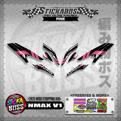 NMAX V1 INDO STICKER DECALS ( 2025 WIDE STRIPPING 005 )【WITH FREEBIES】