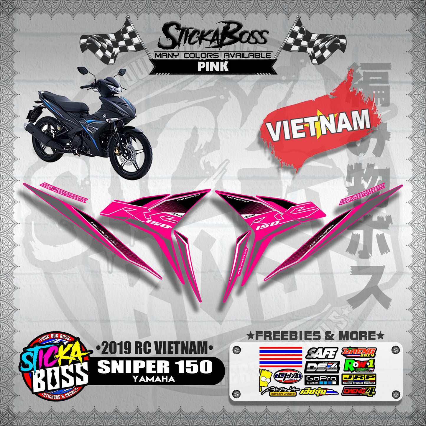 SNIPER 150 STOCK DECALS ( 2019 RC VIETNAM )【WITH FREEBIES】