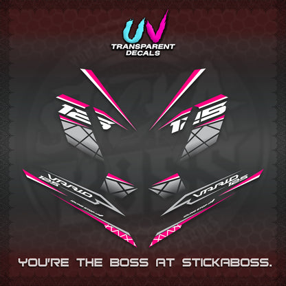 CLICK 125 V4 VARIO UV TRANSPARENT DECALS (2026 MODERN STRIPE DESIGN) STICKER KITS BY STICKABOSS