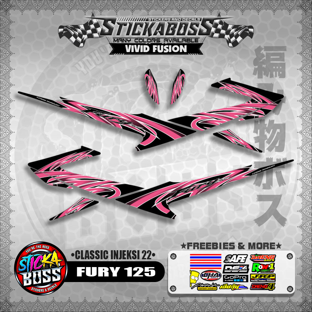 FURY 125 STICKER DECALS ( CLASSIC INJEKSI 22 )【WITH FREEBIES】