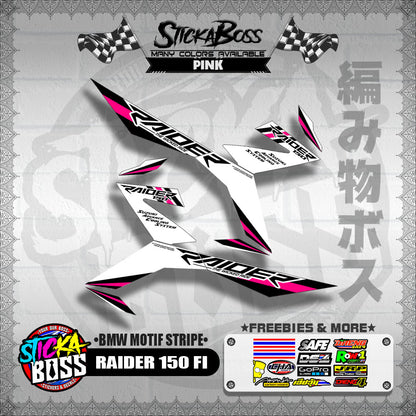 RAIDER 150 FI DECALS ( BMW MOTIF STRIPES )[ PREMIUM GLOSSY LAMINATED ]【WITH FREEBIES】