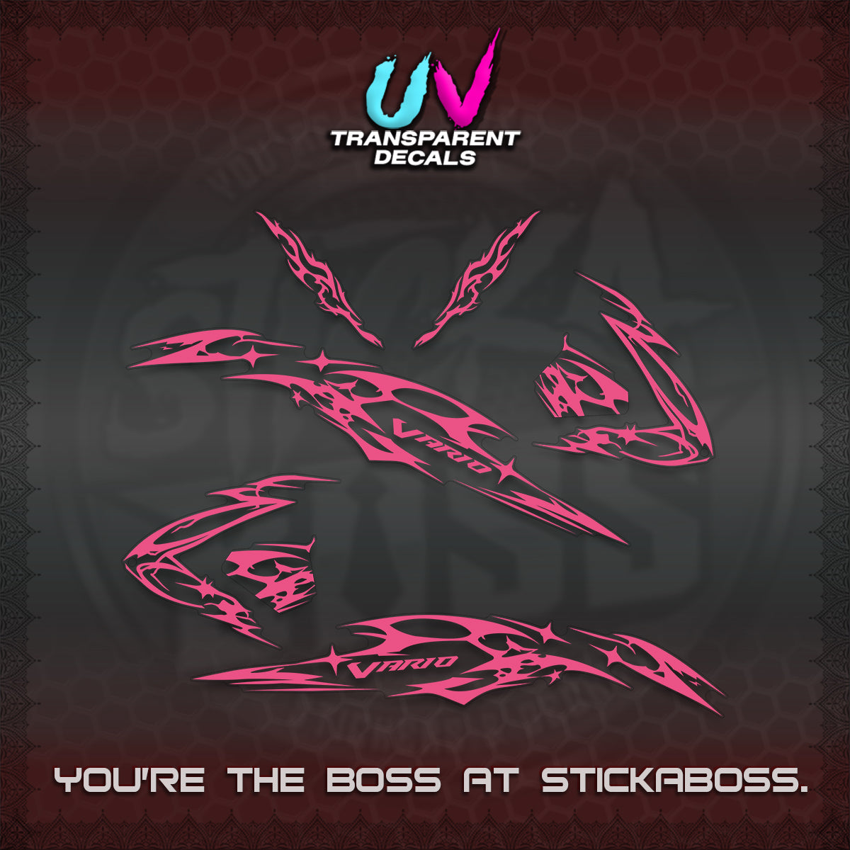 CLICK 125 V3 VARIO UV TRANSPARENT DECALS (2026 T1 LIGHTNING DESIGN) STICKER KITS BY STICKABOSS