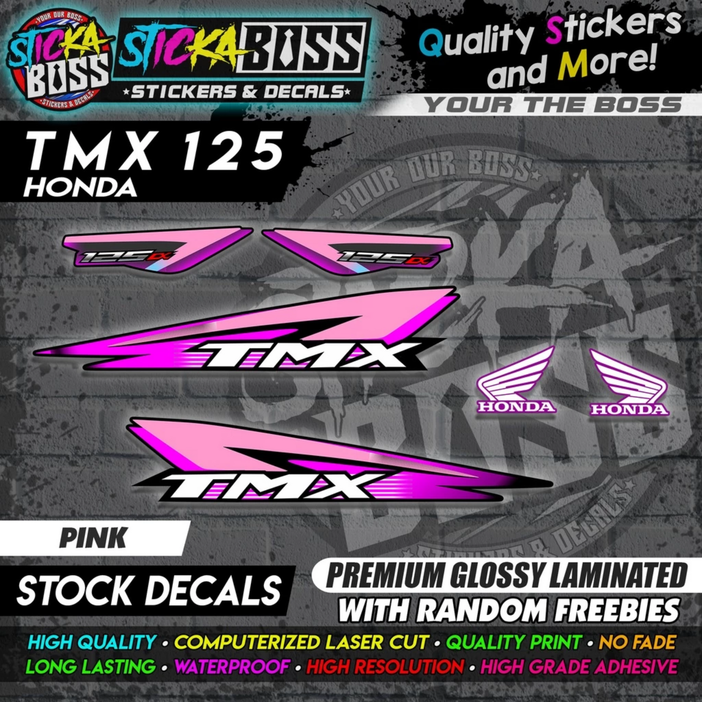Honda TMX 125 Alpha (Stock Decals)【PREMIUM GLOSSY LAMINATED】