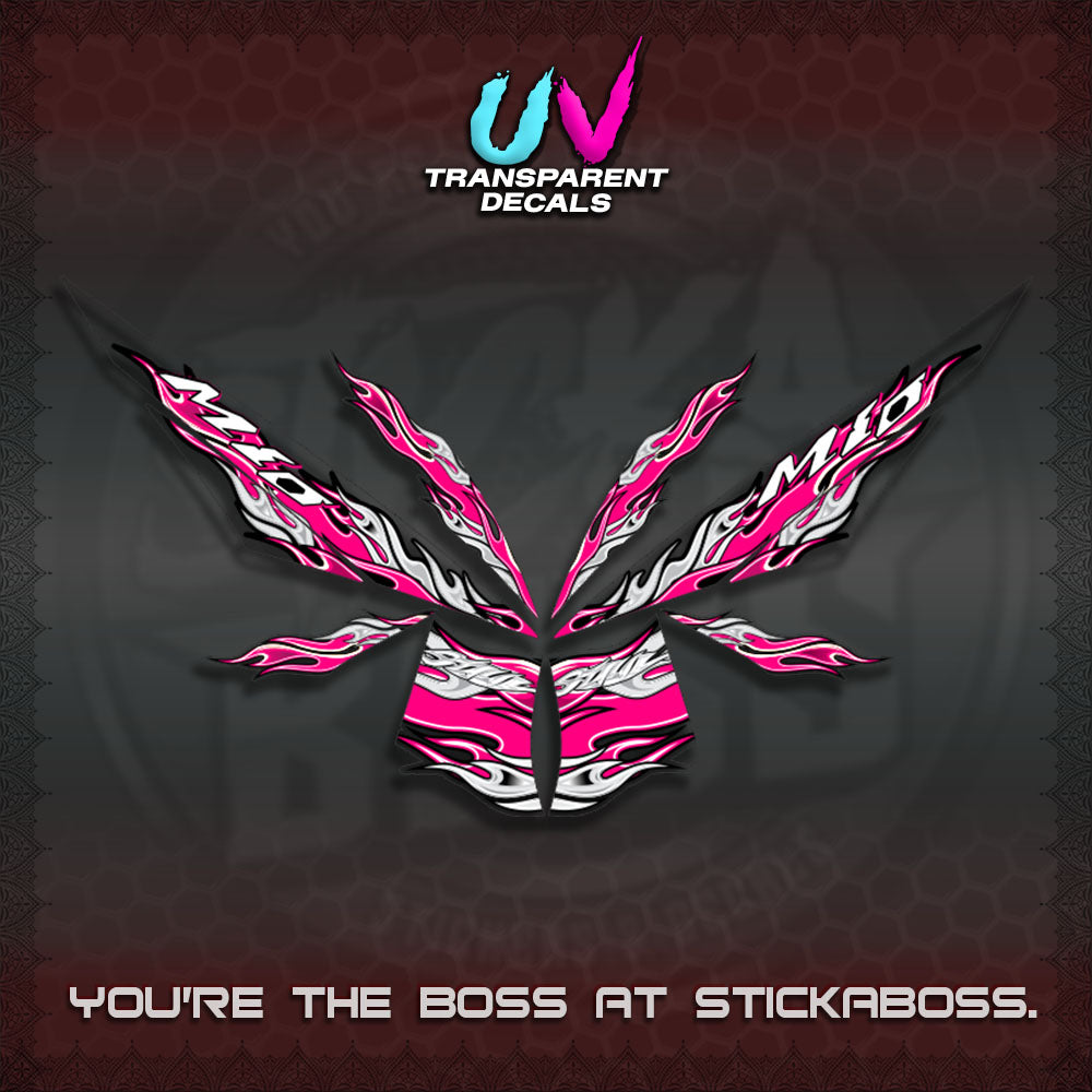 【PREMIUM UV PRINT】TRANSPARENT MIO 4  DECALS (FIRE CUSTOM 3 DESIGN)STICKER DECALS By STICKABOSS
