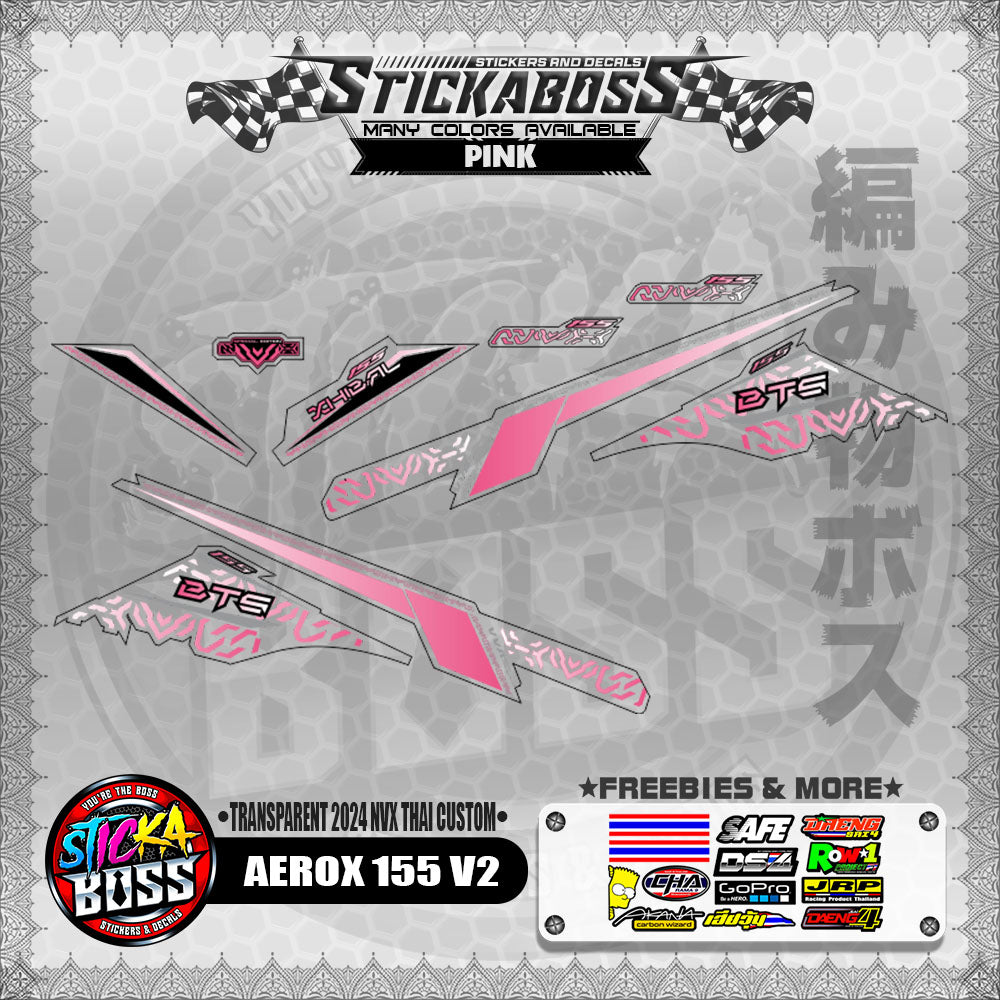【PREMIUM UV PRINT】TRANSPARENT AEROX 155 V2 DECALS ( 2024 NVX THAI CUSTOM )【WITH FREEBIES】