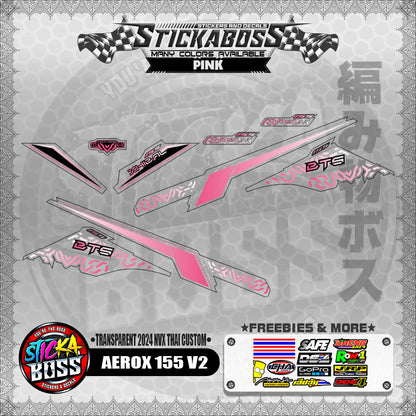 【PREMIUM UV PRINT】TRANSPARENT AEROX 155 V2 DECALS ( 2024 NVX THAI CUSTOM )【WITH FREEBIES】