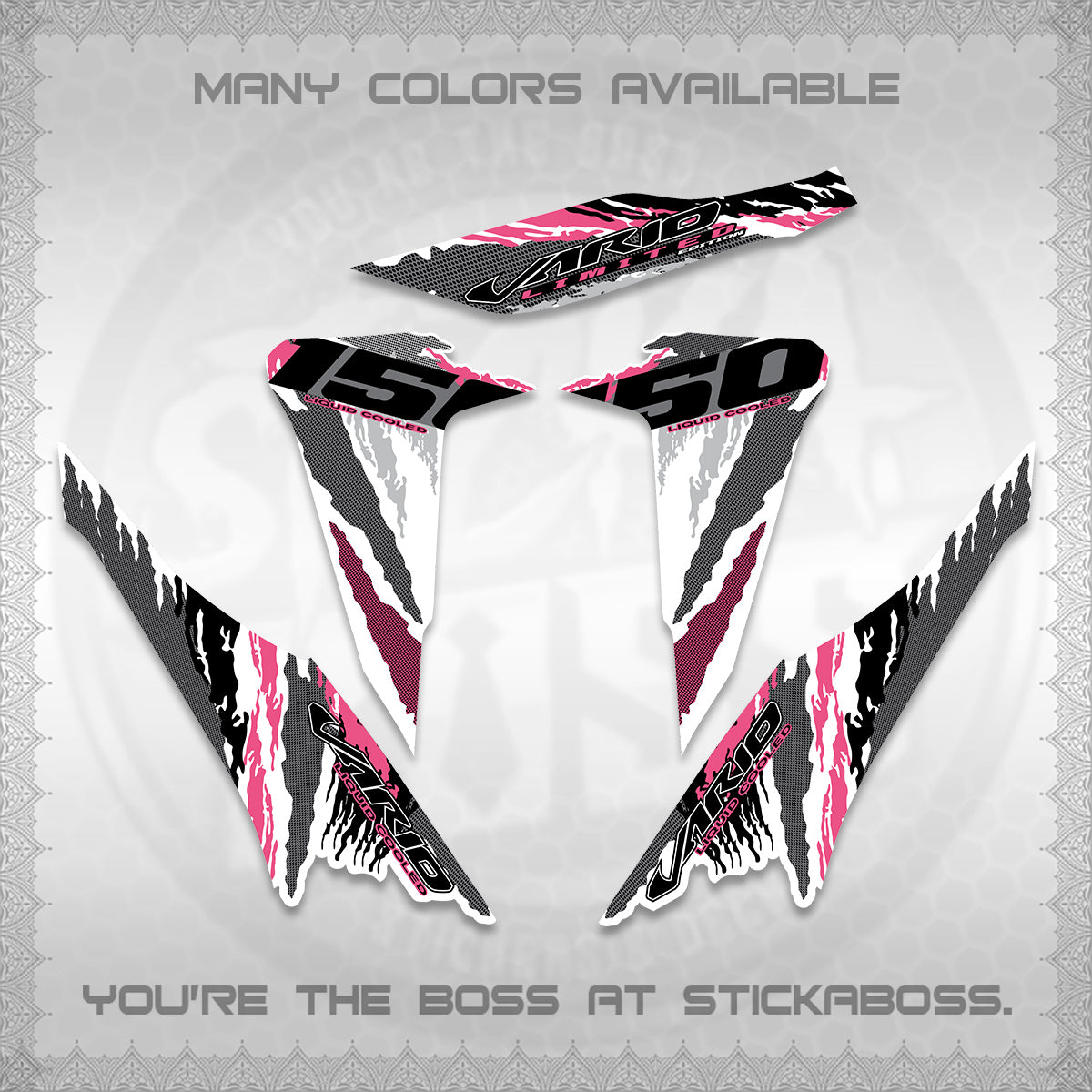 CLICK 150 V2 VARIO FOR WHITE DECALS (2022 SPECIAL SPLASH DESIGN) STICKER KITS BY STICKABOSS