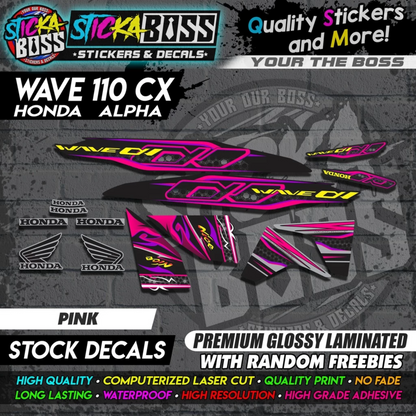 Honda Wave 110 Alpha CX (Stock Decals)【PREMIUM GLOSSY LAMINATED】