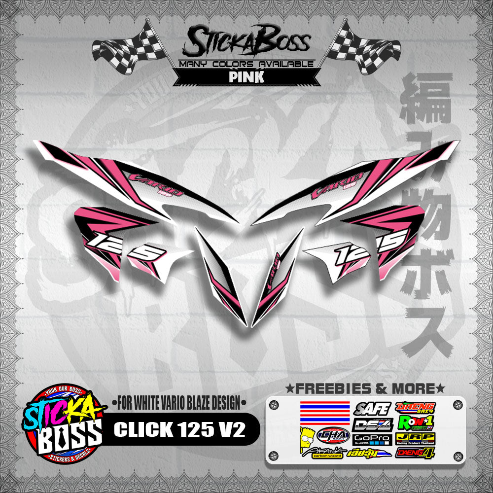 CLICK 125 V2 DECALS ( FOR WHITE VARIO BLAZE DESIGN )【WITH FREEBIES】