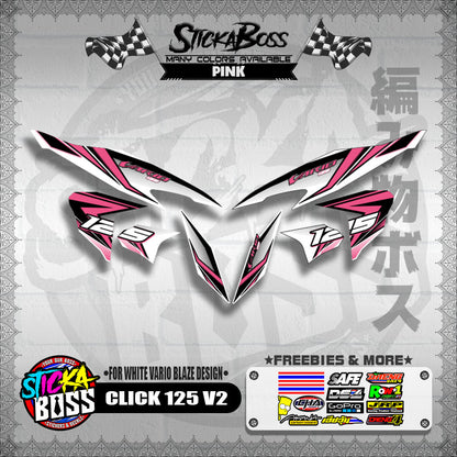 CLICK 125 V2 DECALS ( FOR WHITE VARIO BLAZE DESIGN )【WITH FREEBIES】