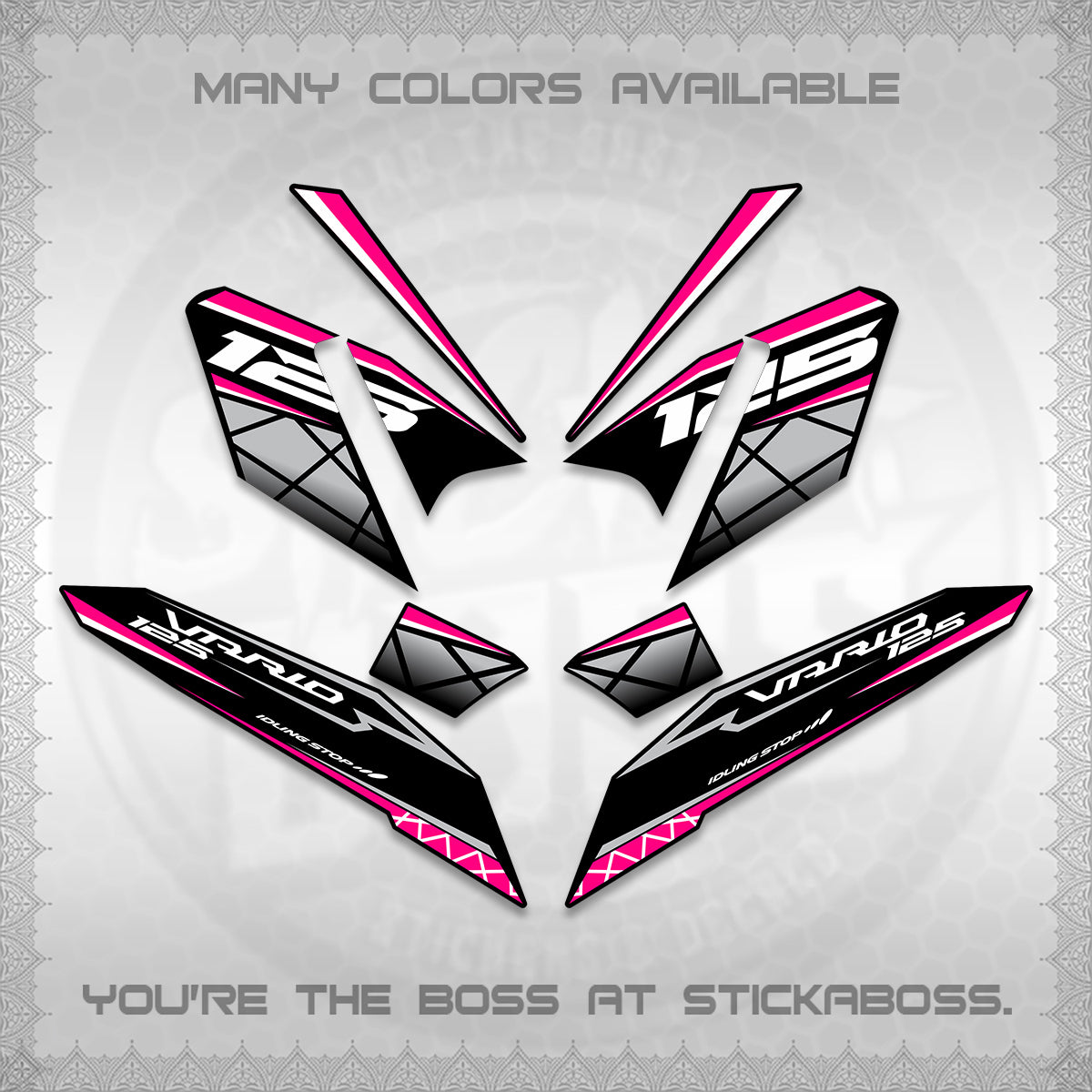 CLICK 125 V4 VARIO DECALS (2026 MODERN STRIPE DESIGN) STICKER KITS BY STICKABOSS