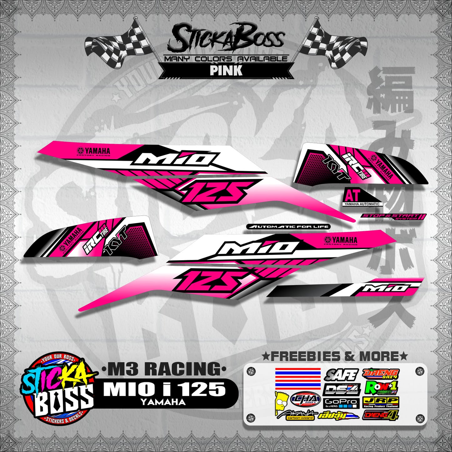 MIO i 125 STOCK DECALS ( M3 RACING ) 【WITH FREEBIES】