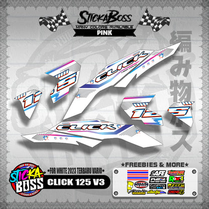 CLICK 125 V3 DECALS ( FOR WHITE 2023 TERBARU VARIO ) [ PREMIUM GLOSSY LAMINATED ]【WITH FREEBIES】