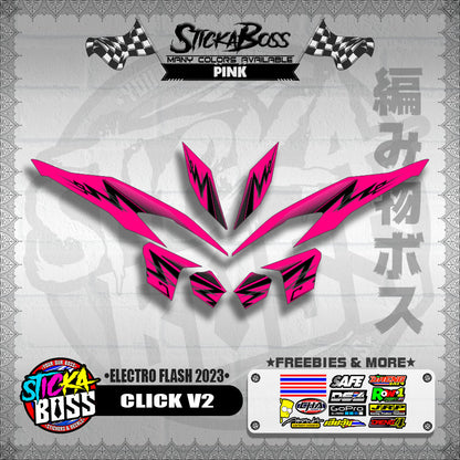 CLICK V2 DECALS ( ELECTRO FLASH 2023 ) [ PREMIUM GLOSSY LAMINATED ]【WITH FREEBIES】