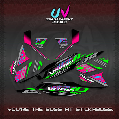 CLICK 125 V4 MALAY VARIO UV TRANSPARENT  DECALS (2026 VV12 DESIGN) STICKER KITS By STICKABOSS