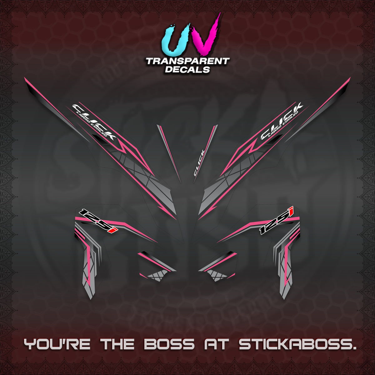 CLICK 125 V3 UV TRANSPARENT DECALS (2023 SIMPLE STRIPE DESIGN) STICKER DECALS By STICKABOSS