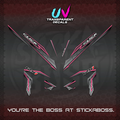 CLICK 125 V3 UV TRANSPARENT DECALS (2023 SIMPLE STRIPE DESIGN) STICKER DECALS By STICKABOSS