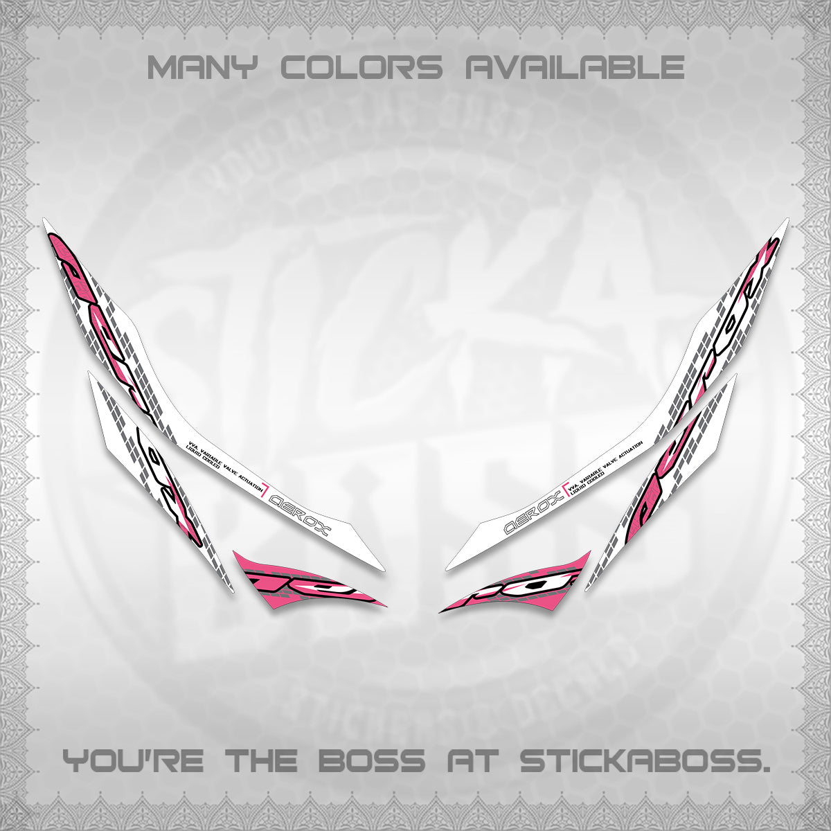 AEROX 155 V1 FOR WHITE DECALS (NEW 2026 VORTEX) STICKER KITS BY STICKABOSS