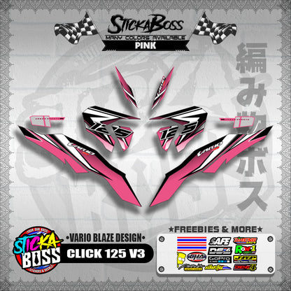 CLICK 125 V3 DECALS ( VARIO BLAZE DESIGN )【WITH FREEBIES】