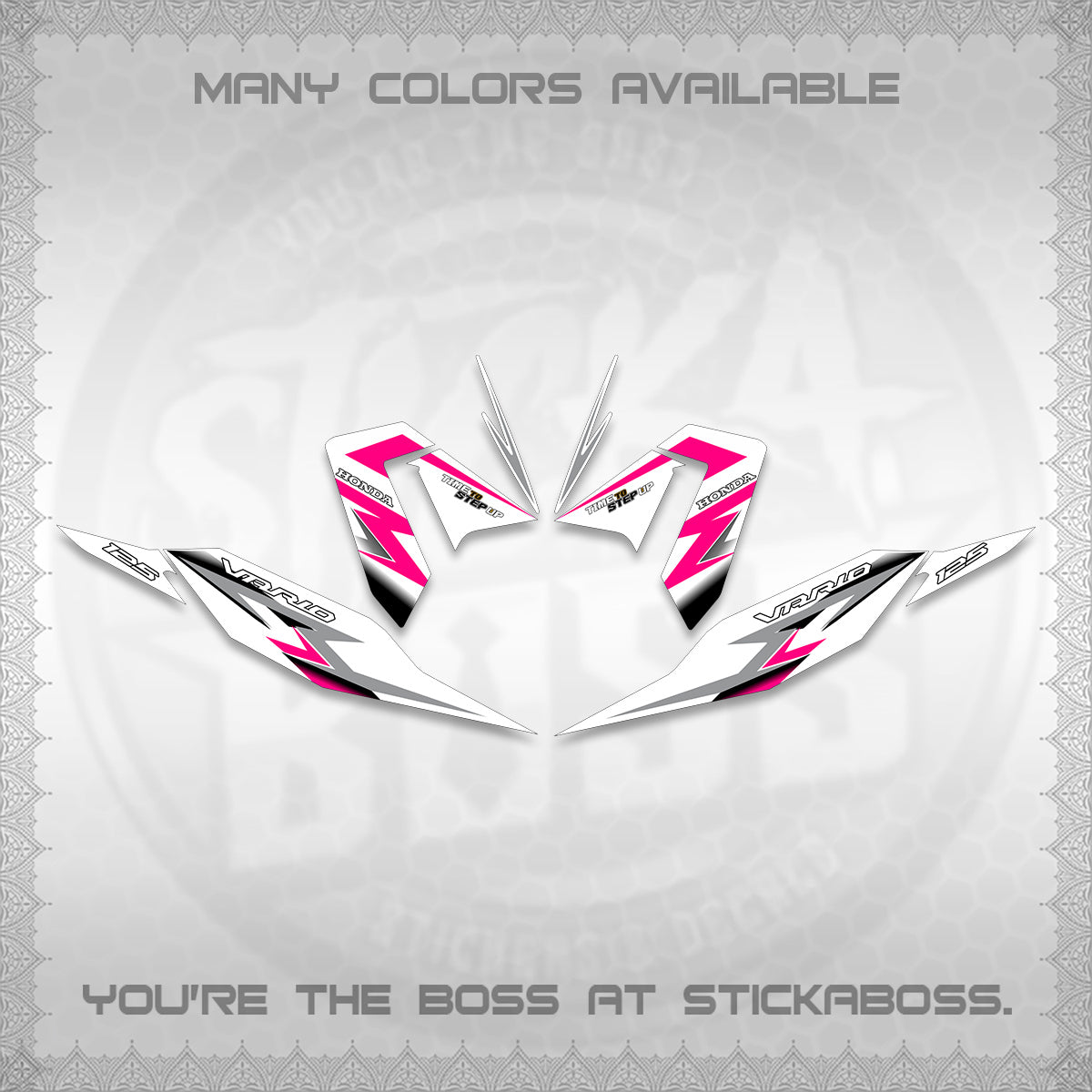 CLICK 125 V4 VARIO FOR WHITE DECALS (2026 VR0006 DESIGN) STICKER KITS BY STICKABOSS