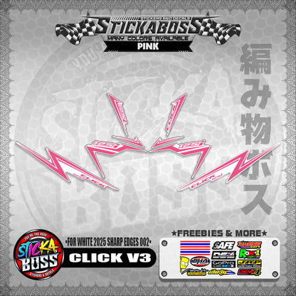 CLICK V3 INDO STICKER DECALS ( FOR WHITE 2025 SHARP EDGES 002 )【WITH FREEBIES】