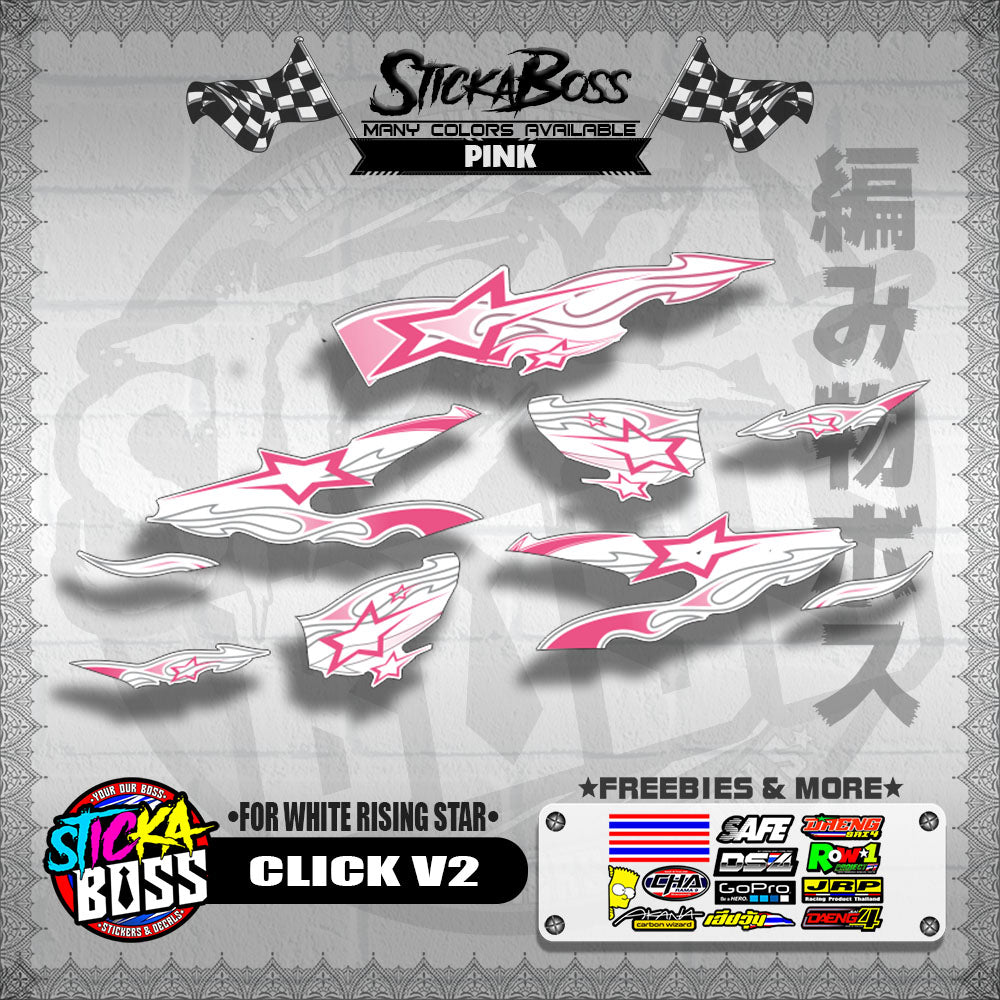 CLICK V2 DECALS ( FOR WHITE RISING STAR ) [ PREMIUM GLOSSY LAMINATED ]【WITH FREEBIES】