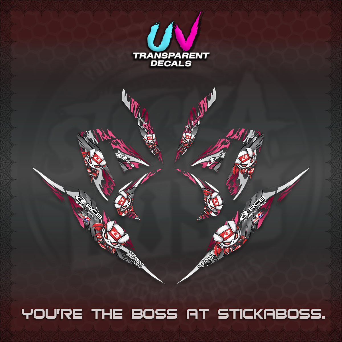 CLICK 125 V4 UV TRANSPARENT DECALS (2026 NEW RCB 2.0 DESIGN) STICKER KITS BY STICKABOSS