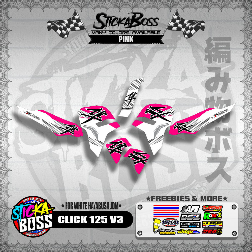 CLICK 125 V3 DECALS ( FOR WHITE HAYABUSA JDM )【WITH FREEBIES】