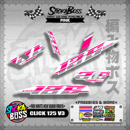 CLICK 125 V3 DECALS ( FOR WHITE NEW VARIO VRD15 ) [ PREMIUM GLOSSY LAMINATED ]【WITH FREEBIES】